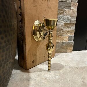 SOLD- Vintage Brass Wall Sconce Candle Holder